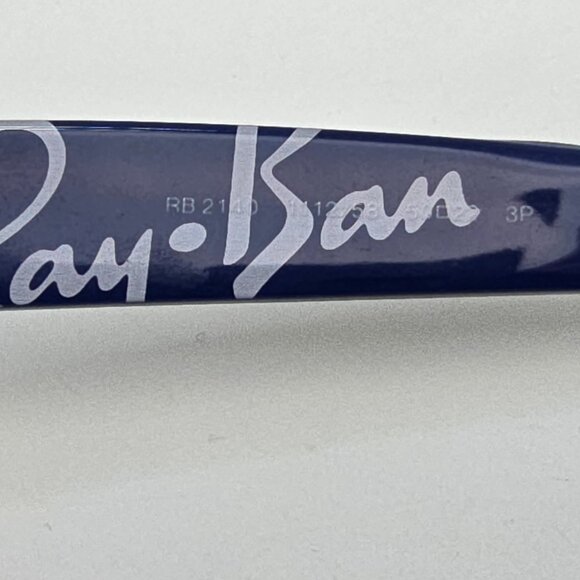 Ray-Ban RB2140 1112/58 Wayfarer Black on Blue Text Polarized G-15 Sunglasses - Picture 7 of 16